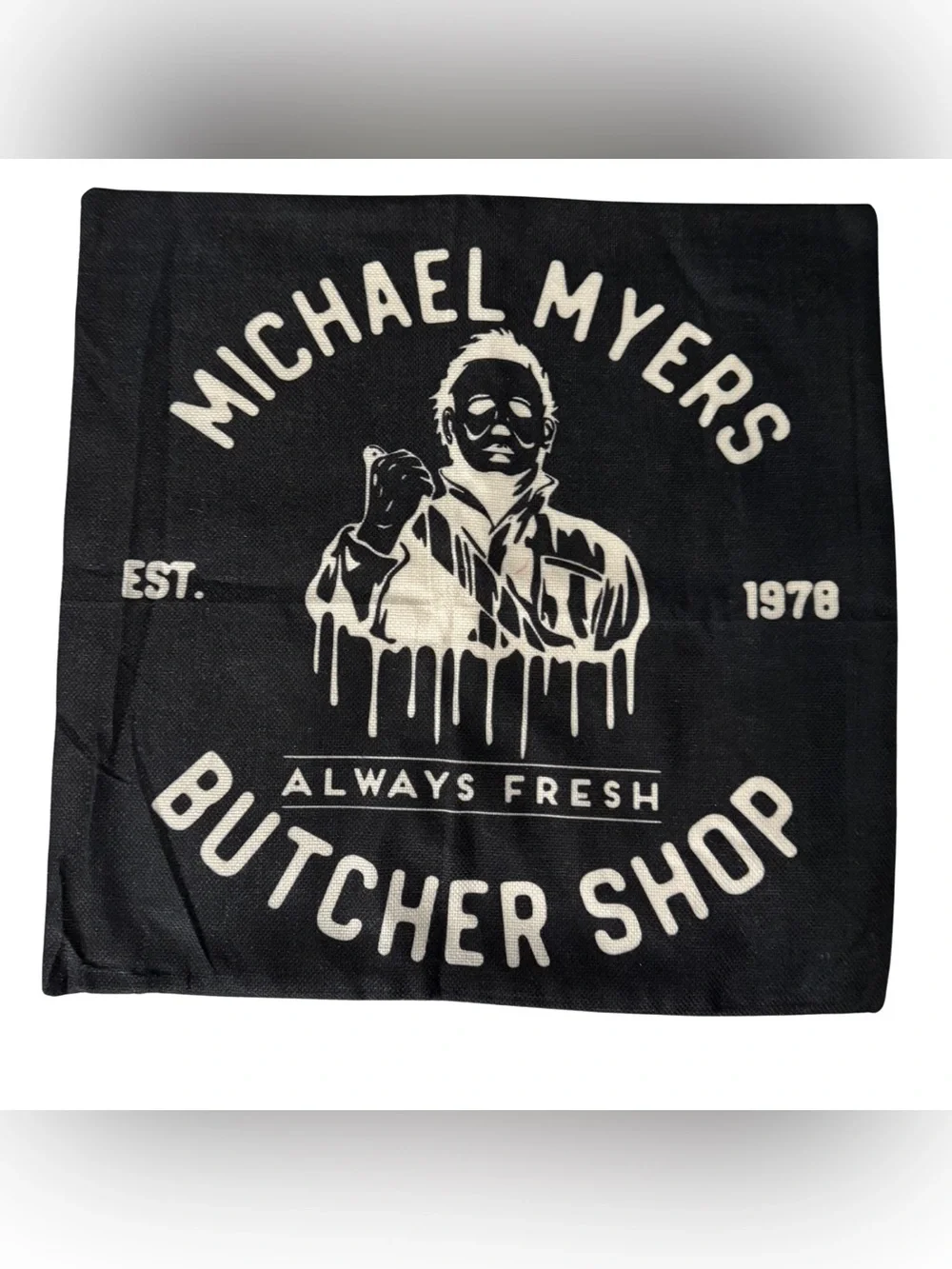 Michael Myers Throw Pillow Cover Black Butcher Shop Est. 1978 Horror Movie Decor